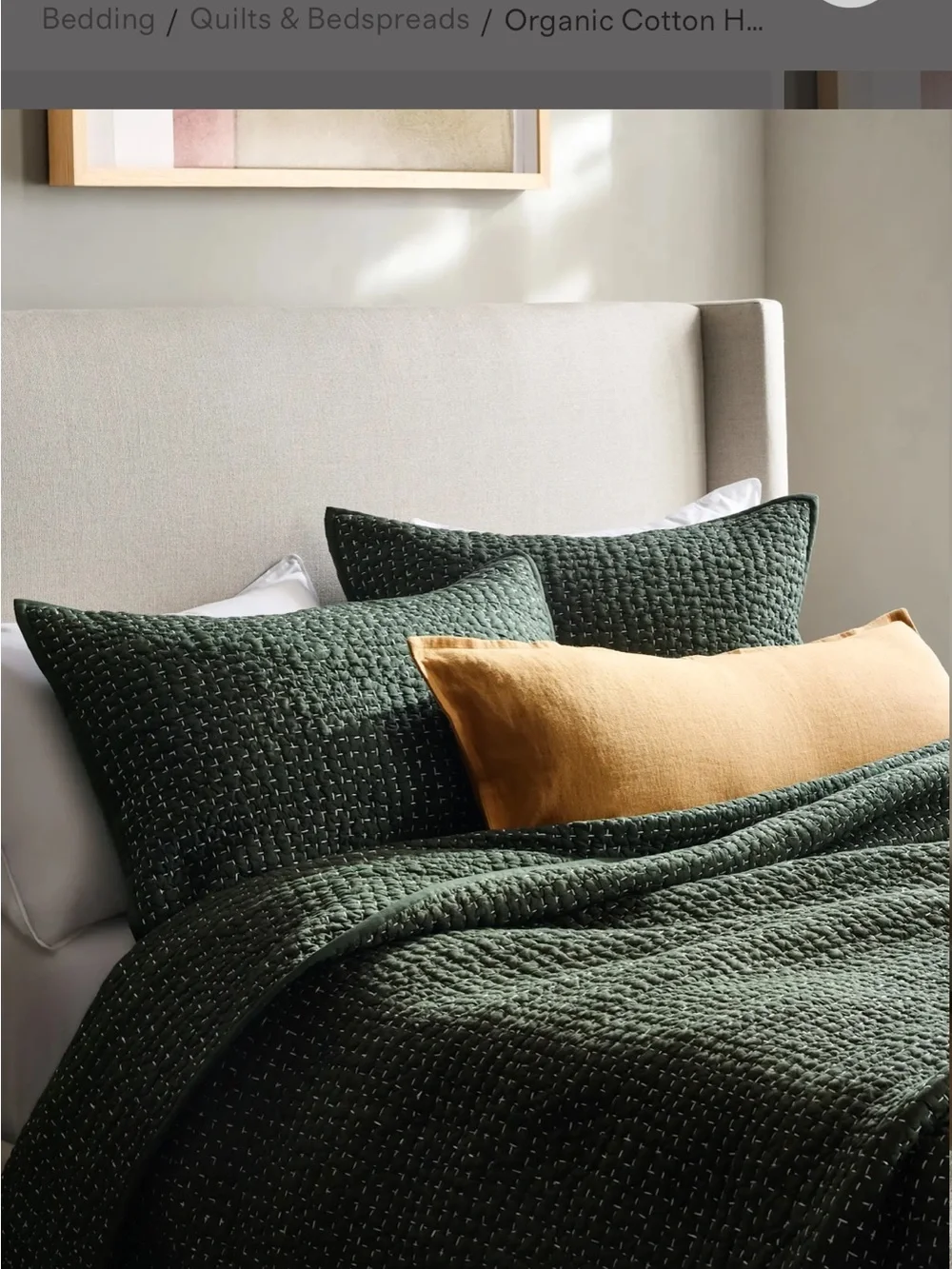 Quince | Organic Cotton Hand Stitched Quilted Sham Set STANDARD